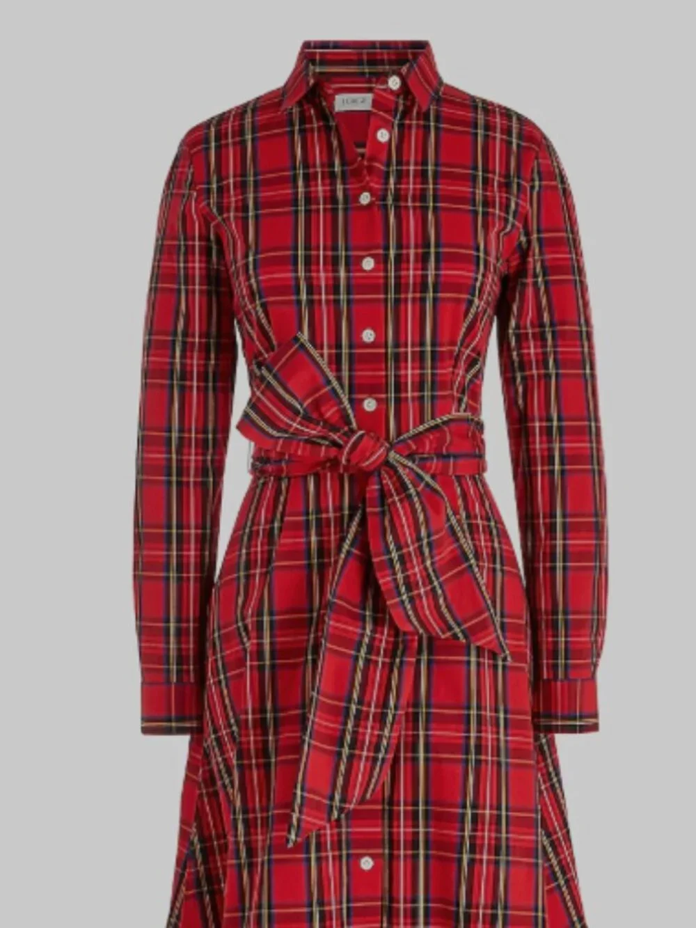 J. Crew Long-sleeve tie-waist shirt-dress in tartan